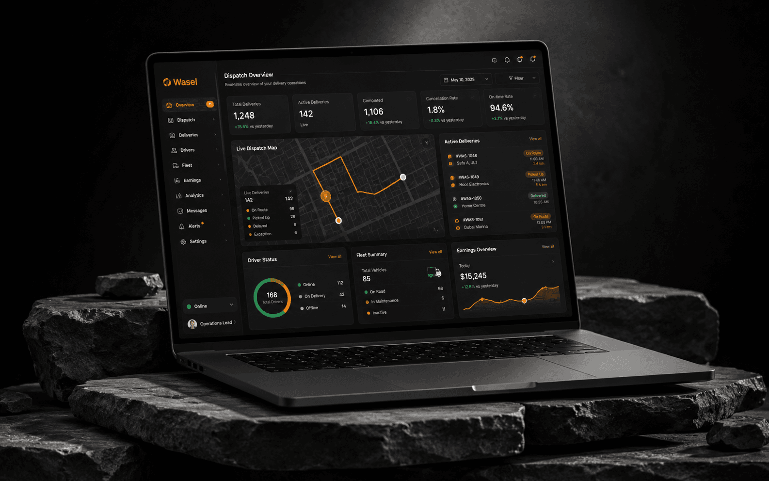 Wasel last-mile delivery dashboard